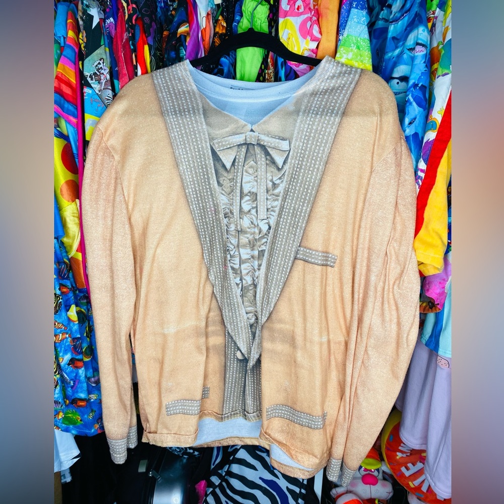 RARE Elvis lives gold faux real T-shirt tux